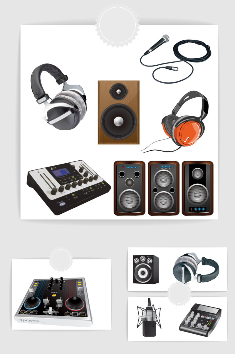 矢量高清音乐设备耳机音响