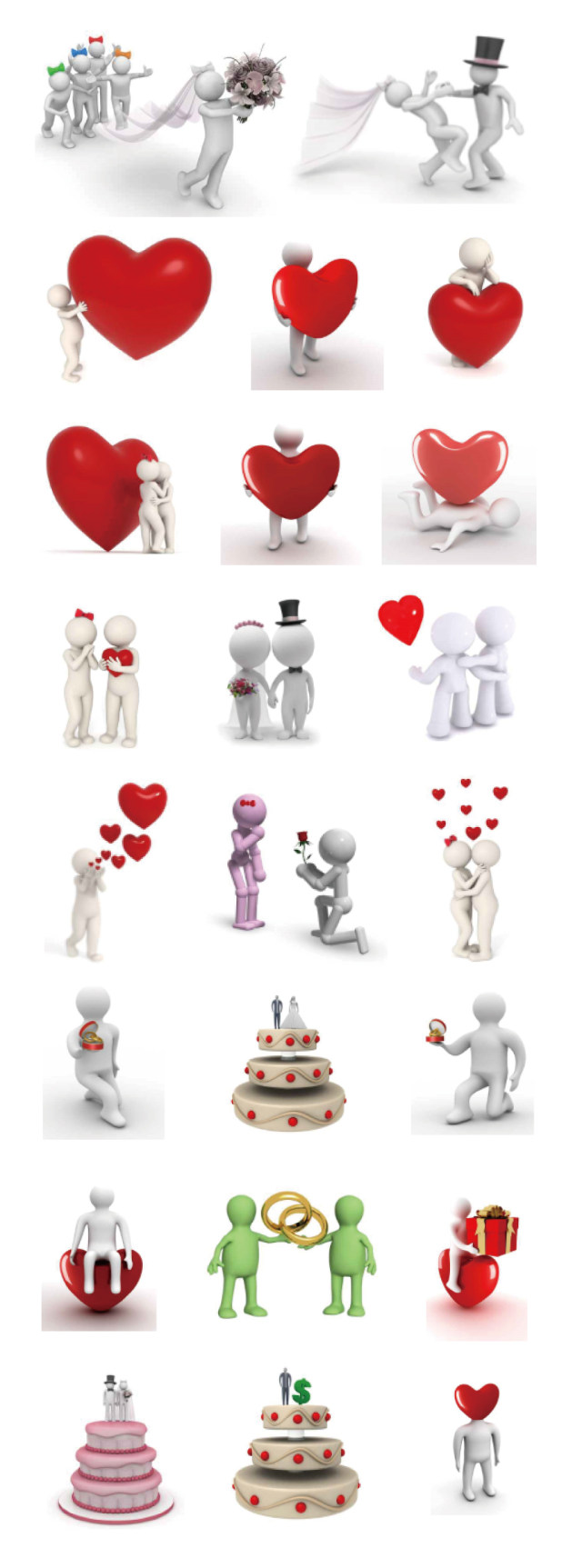 PPT素材卡通3D立体小人爱情结婚求婚 PPT素材卡通3D立体小人爱情结婚求婚