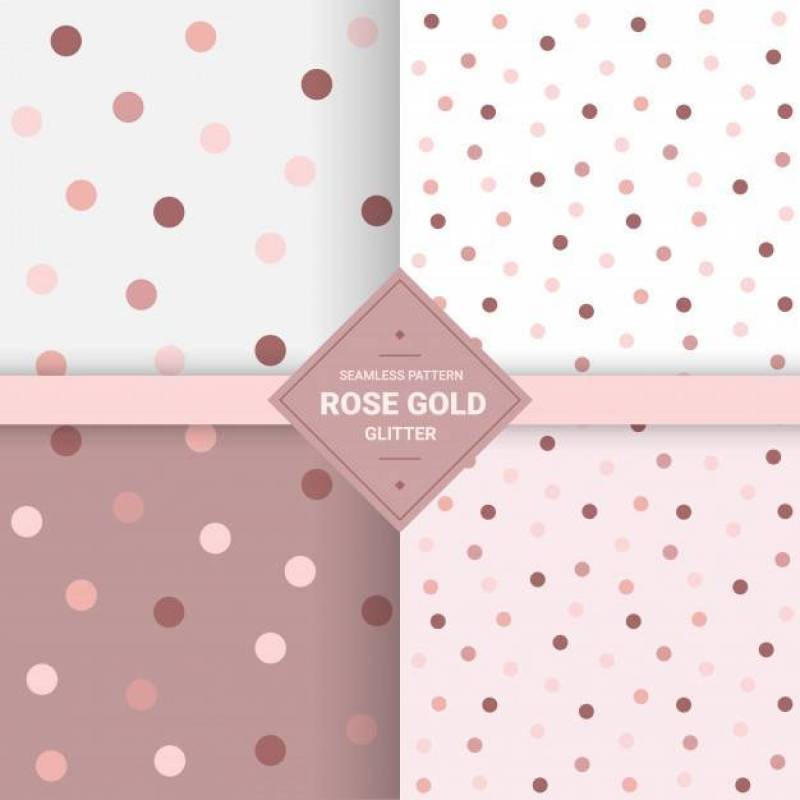 Polka dot glitter seamless pattern in rose gold color.