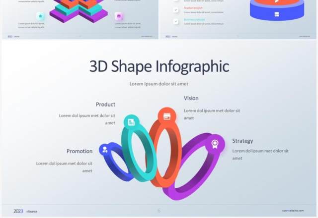 2023彩色创意3D图形PPT素材 3D Shaped