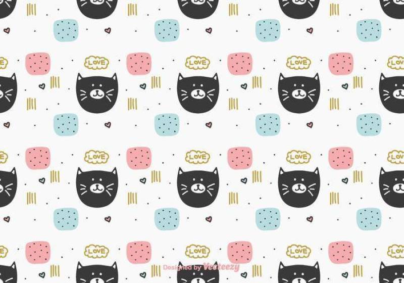 漂亮的猫图案矢量