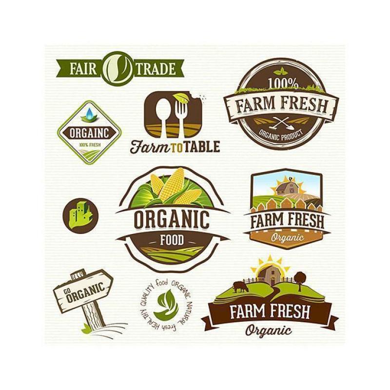 时尚绿色农场图标标签