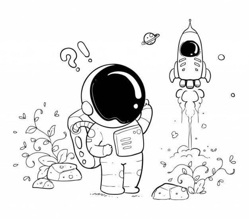 Happy astronaut doodle