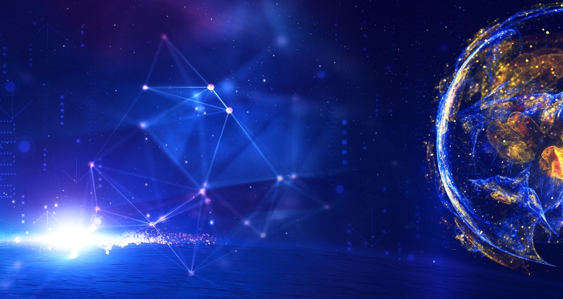 蓝色科技企业舞台会议互联网高端论坛背景PSD展板素材横版22