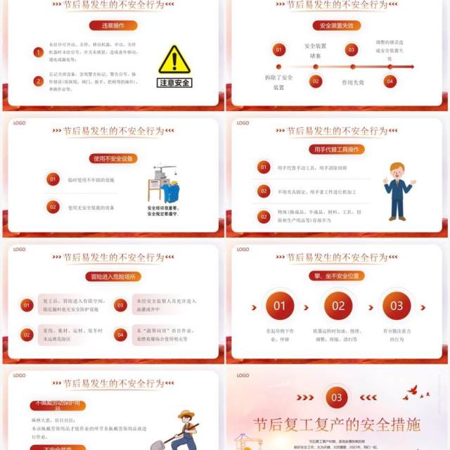 红色简约风复工复产安全培训PPT模板