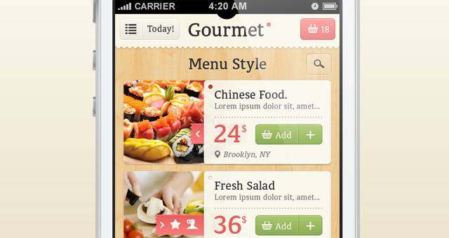 美食iPhone App UI Kit Psd 美食iPhone App UI Kit Psd