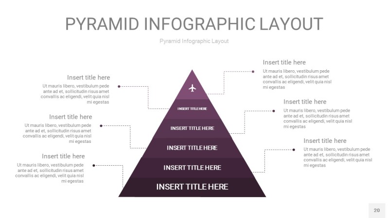 深紫色3D金字塔PPT信息图表20