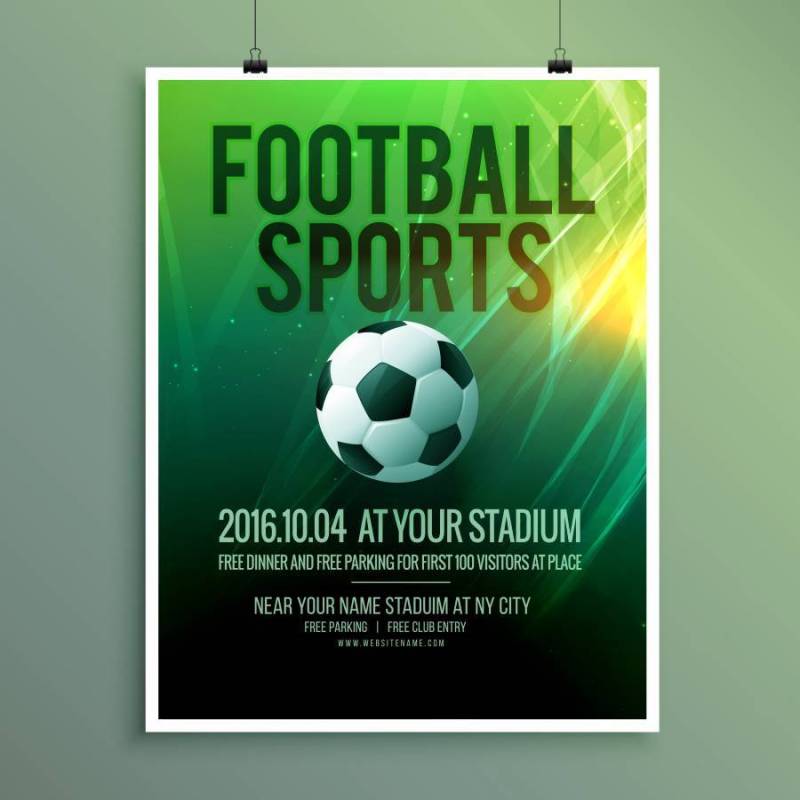 抽象矢量足球运动传单海 报模板设计中