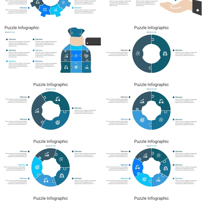 拼图信息图PPT素材模板Puzzle Package