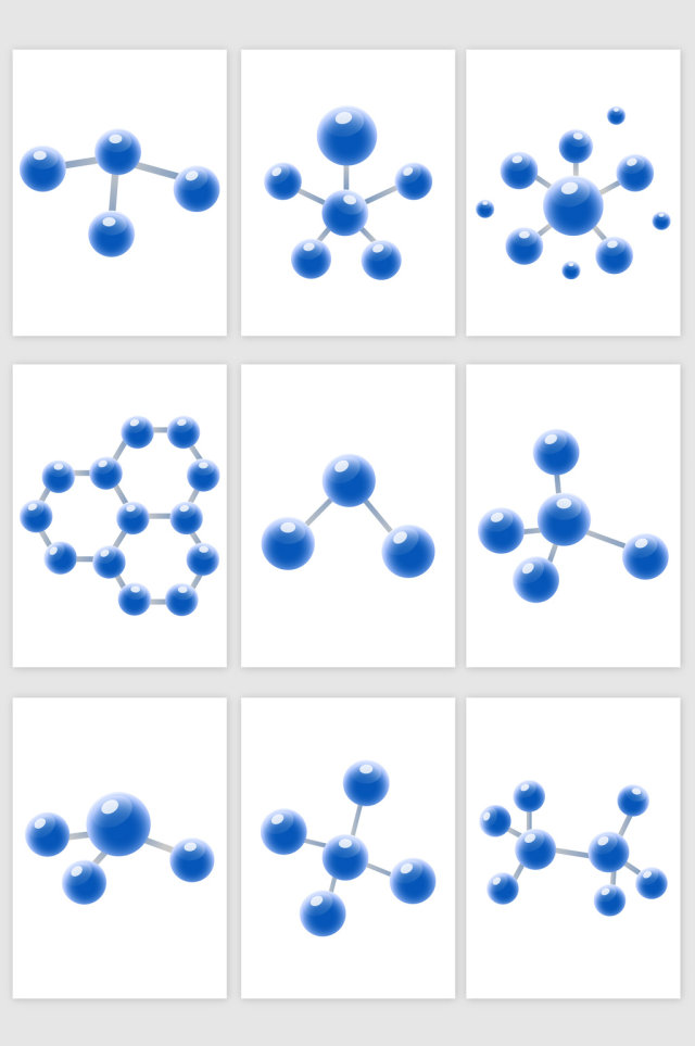 蓝色科技线条分子结构矢量素材