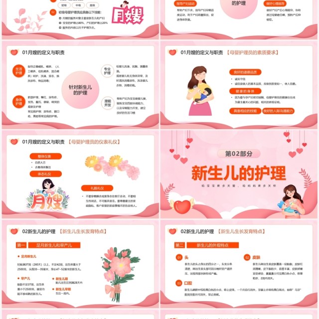 粉色卡通风月嫂家政知识培训PPT模板 粉色卡通风月嫂家政知识培训PPT模板