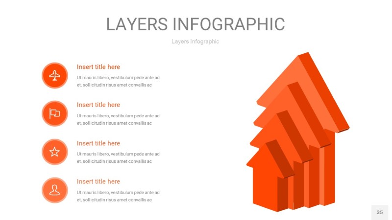 橘红色3D分层PPT信息图35