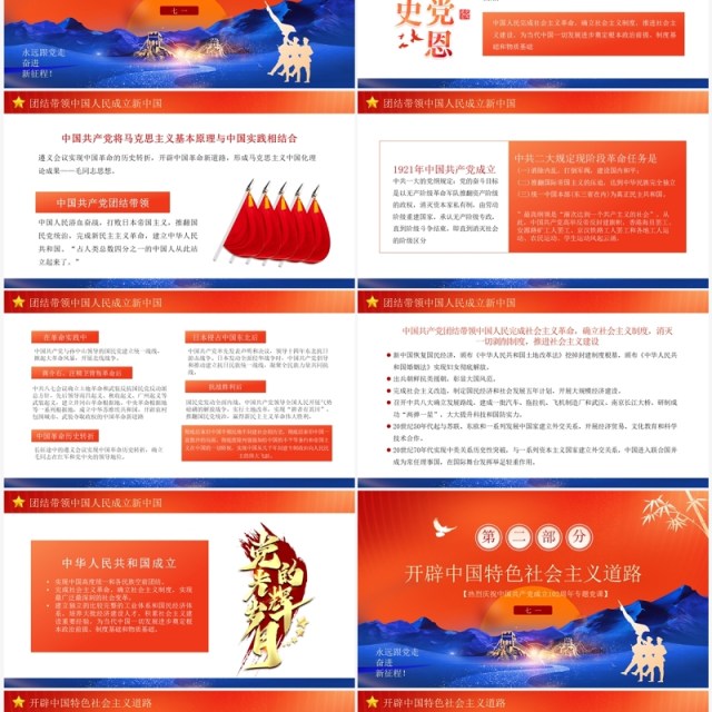 橙色中国风迎七一重温党史PPT模板 橙色中国风迎七一重温党史PPT模板