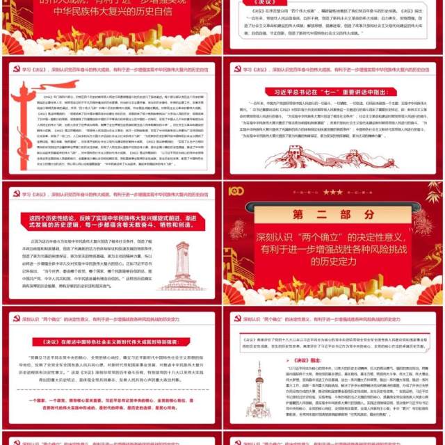 红色中国风第三个历史决议的历史分量党课PPT模版 红色中国风第三个历史决议的历史分量党课PPT模版
