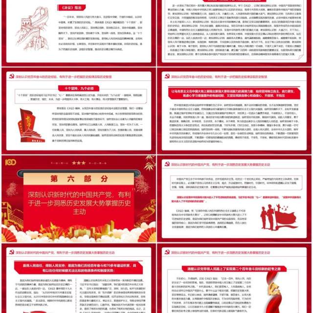 红色中国风第三个历史决议的历史分量党课PPT模版 红色中国风第三个历史决议的历史分量党课PPT模版