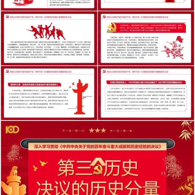 红色中国风第三个历史决议的历史分量党课PPT模版 红色中国风第三个历史决议的历史分量党课PPT模版