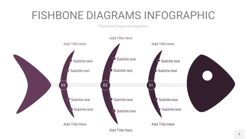 深紫色鱼骨PPT信息图表5