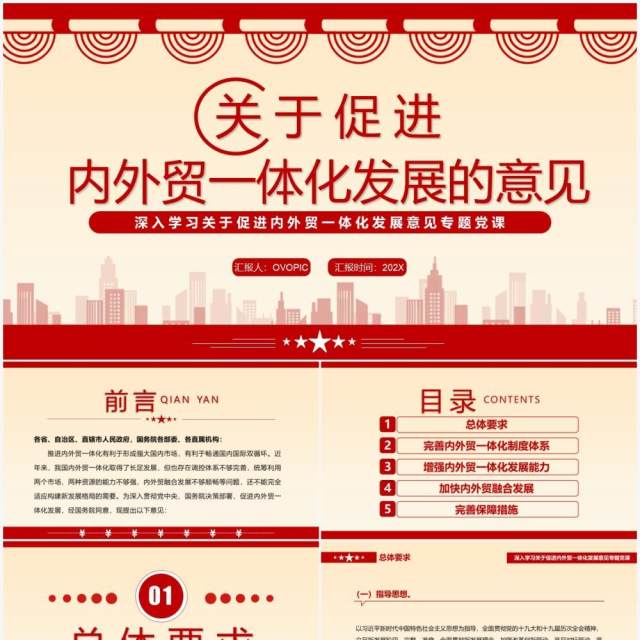 关于促进内外贸一体化发展的意见PPT模板 关于促进内外贸一体化发展的意见PPT模板