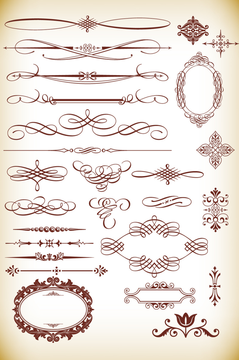 欧式花纹花边分隔符底纹欧式矢量图