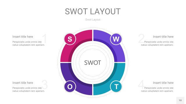 玫瑰紫SWOT图表PPT10