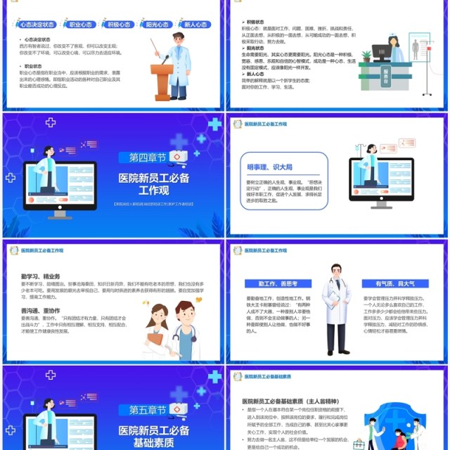 紫色医院新员工岗位入职培训PPT模板