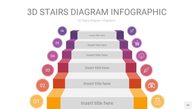 渐变紫黄色3D阶梯PPT图表28