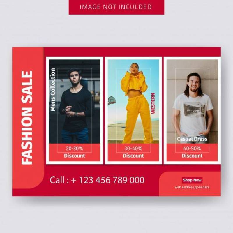 Red Fashion Sale Horizontal Flyer Design