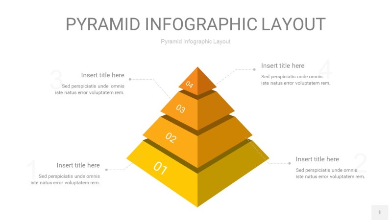渐变黄色3D金字塔PPT信息图表1