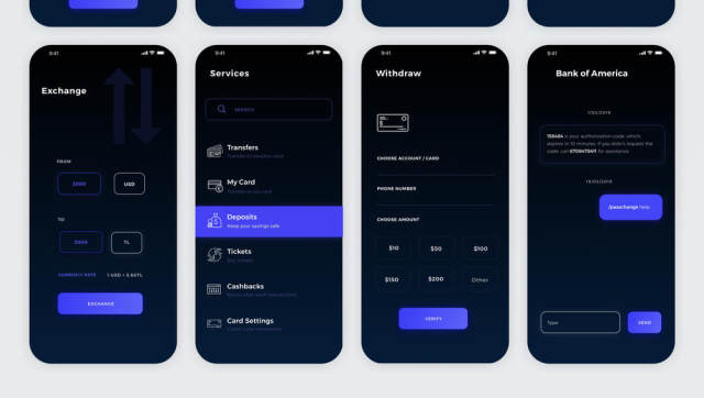 可定制的iPhone XS iOS财务应用UI工具包，使用Sketch。，Tria Finance App UI工具包设计