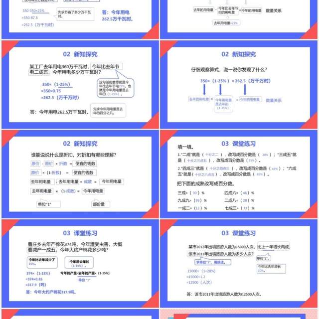 部编版六年级数学下册成数课件PPT模板