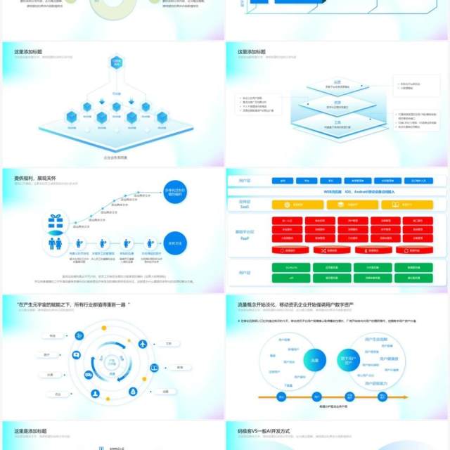 淡蓝色互联网公司产品流程结构图思维导图素材PPT模板