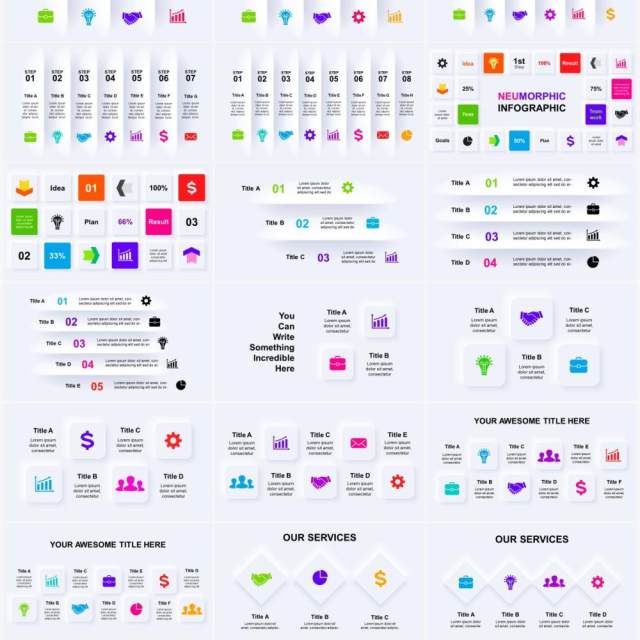 微粒体阴影信息图表图标PPT素材元素Neumorphic 微粒体阴影信息图表图标PPT素材元素Neumorphic