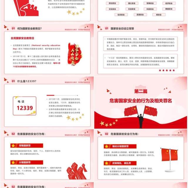 红色党政风全民国家安全教育日主题教育讲座PPT模板