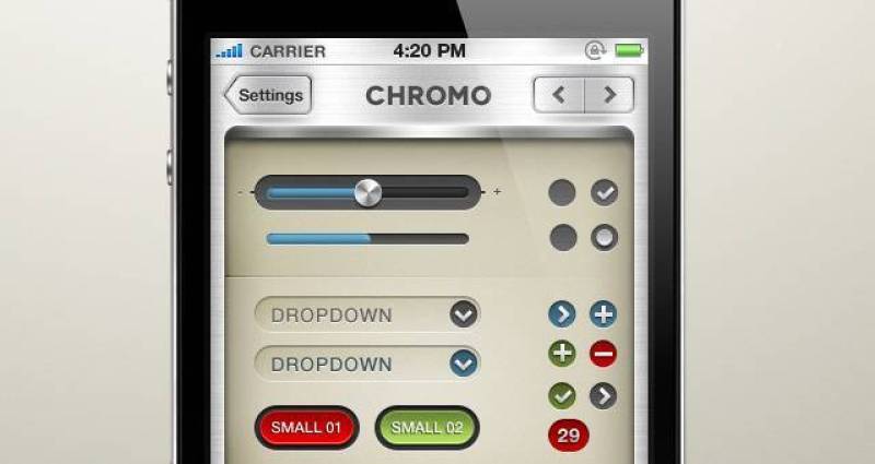 Chrome iPhone App UI Kit Psd