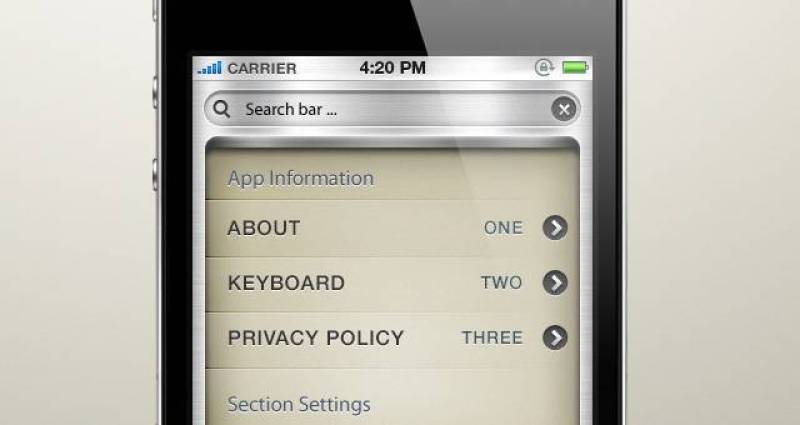 Chrome iPhone App UI Kit Psd
