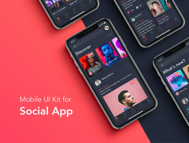 使用Sketch，Zingo Social App UI Kit设计的社交移动UI工具包