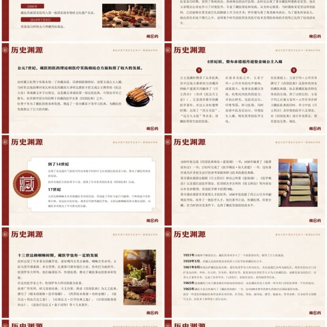 红色中国风非遗系列之藏医药介绍PPT模板 红色中国风非遗系列之藏医药介绍PPT模板