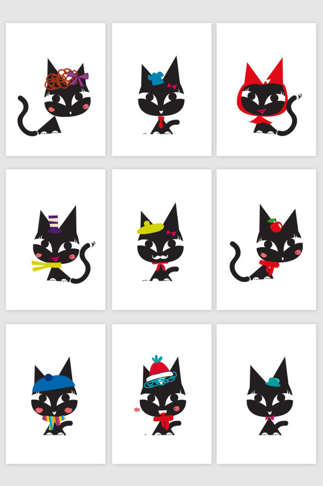 可爱猫咪矢量卡通图案 可爱猫咪矢量卡通图案