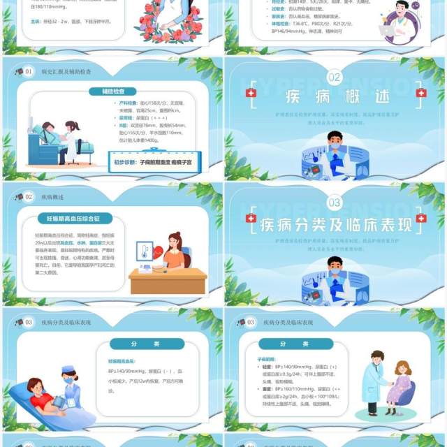 蓝色卡通风妊娠期高血压产科护理查房PPT模板 蓝色卡通风妊娠期高血压产科护理查房PPT模板