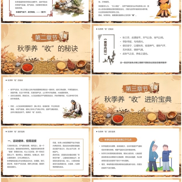 棕色中国风秋季养生宣传PPT模板 棕色中国风秋季养生宣传PPT模板