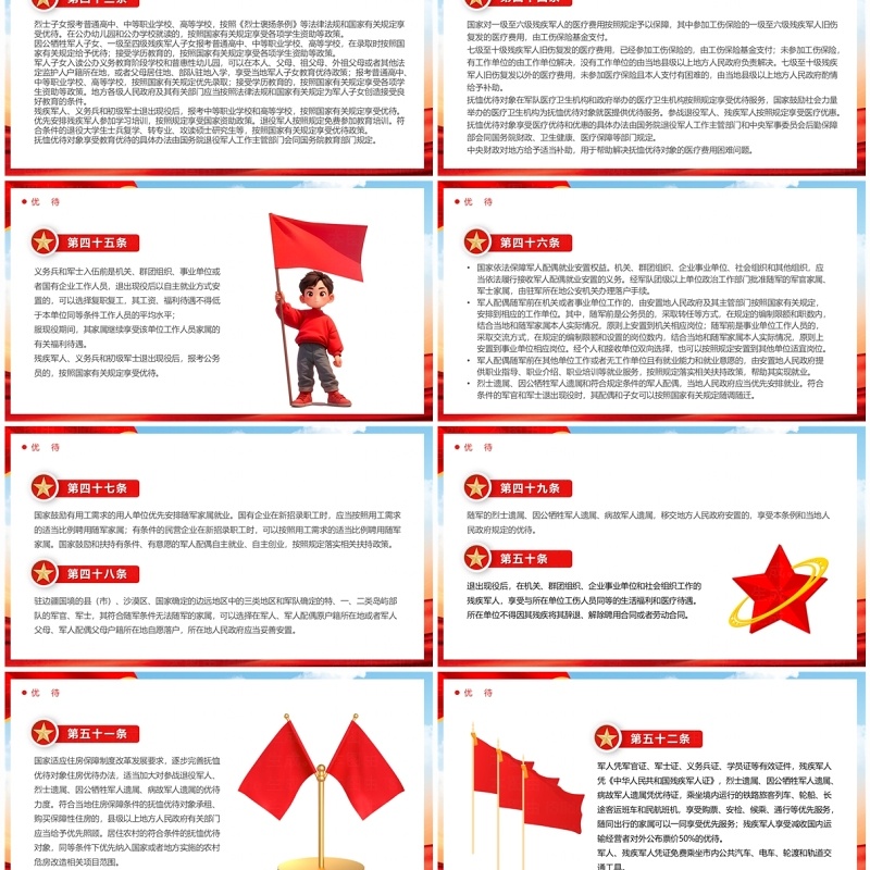 红色党政风军人抚恤优待条例解读PPT模板