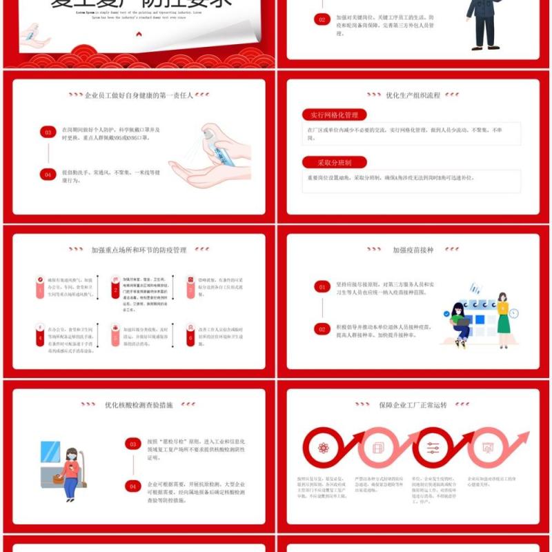 红色中国风节后复工安全教育防疫篇PPT模板