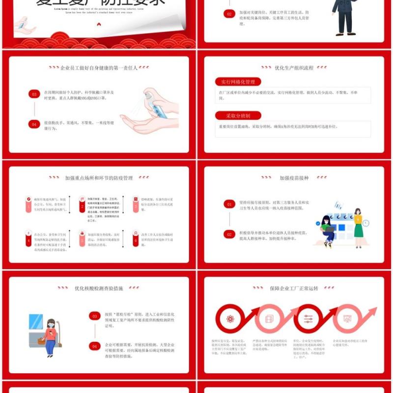 红色中国风节后复工安全教育防疫篇PPT模板