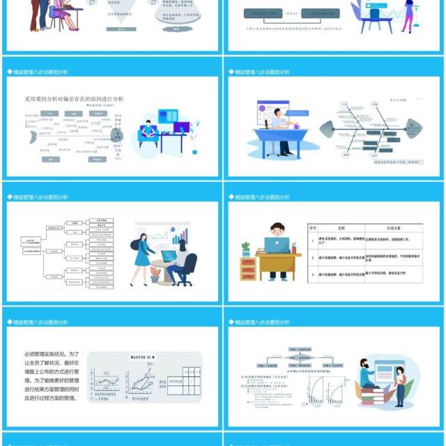 蓝色现场管理精益管理八步法要因分析改善控制计划动态PPT模板