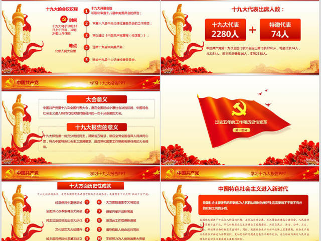 聚焦十九大精细解读十九大报告PPT模板 聚焦十九大精细解读十九大报告PPT模板