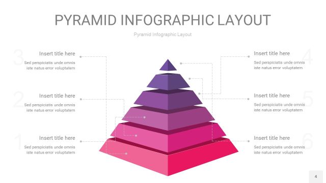 粉紫色3D金字塔PPT信息图表4