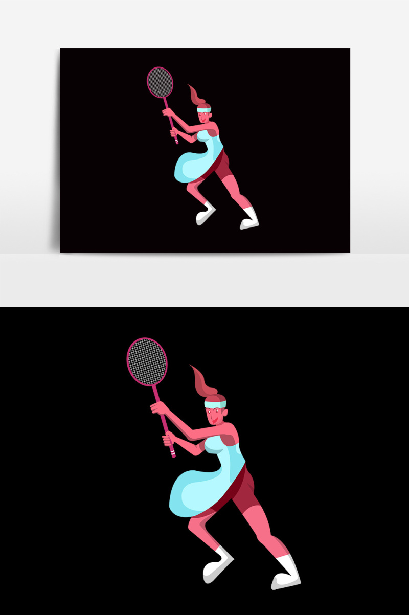 卡通手绘网球运动员