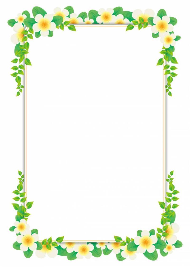 鸡蛋花框架，背景，A4垂直，与油漆