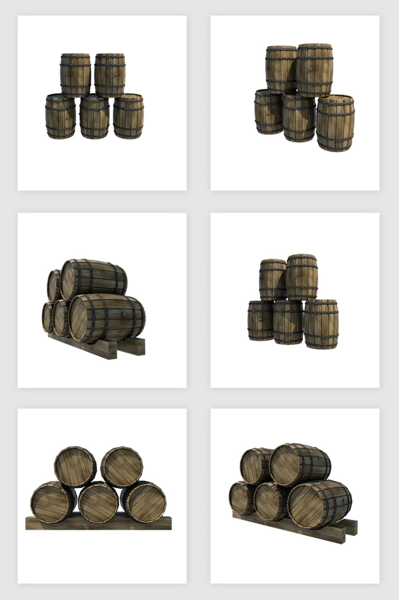 高清免抠木桶素材