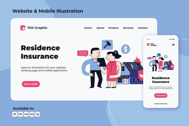 住宅房屋保险网络和手机界面设计插画素材Residential House insurance web and mobile 住宅房屋保险网络和手机界面设计插画素材Residential House insurance web and mobile
